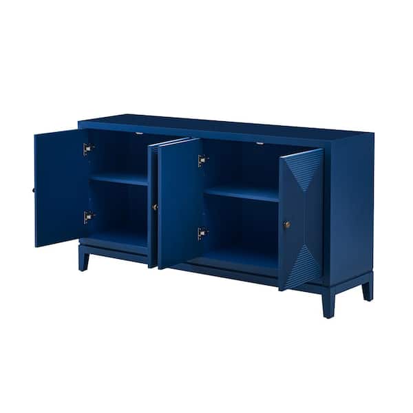 COWLOWN 59.8 in. W x 15.7 in. D x 32 in. H Bathroom Navy Blue Linen Cabinet