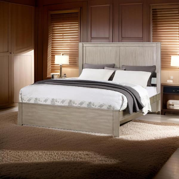 Benjara Kali Light Brown Wood Frame King Size Platform Bed