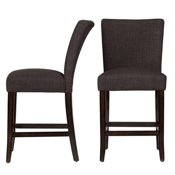 HomeSullivan 24 in. Whitmire Charcoal Cushioned Bar Stool (Set of 2)