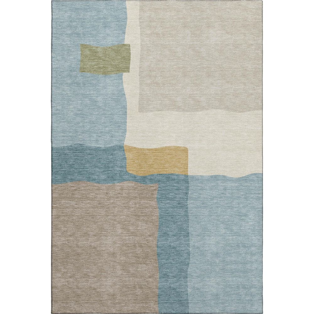 Mayfield Premium Machine Washable Abstract AMF2400 Teal 3 ft. x 5 ft. Area Rug price history on PriceWatchPro