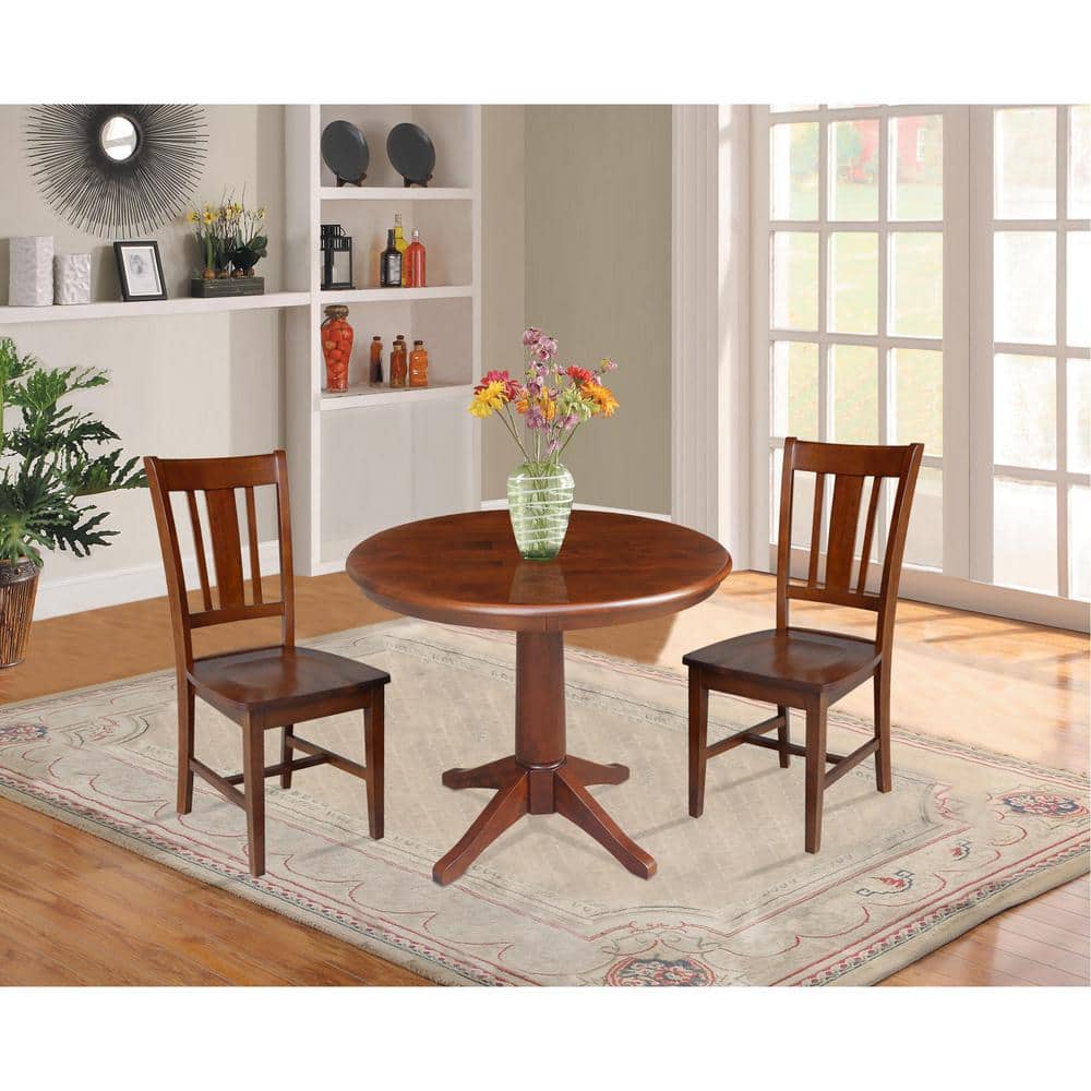 Elegant Espresso 38" Round Solid Wood French Country Dining Table