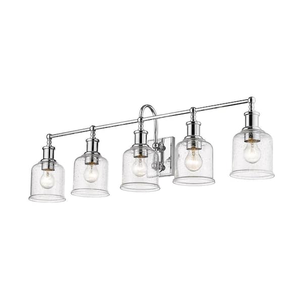 Unbranded Bryant 40.5 in. 5-Light Chrome Vanity Light with Glass Shade