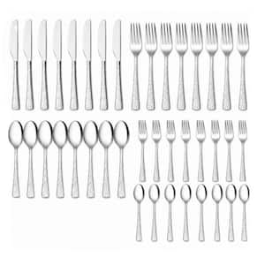 40-Piece Modern Stainless Steel Flatware Set, Polished Silverware Service for 8, Durable Dishwasher Safe Cutlery