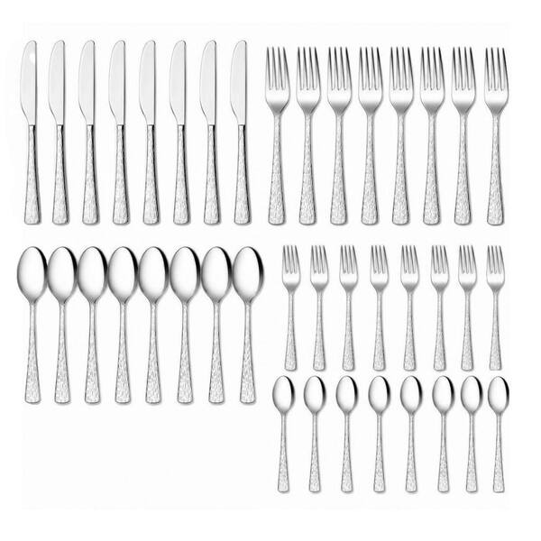 40-Piece Modern Stainless Steel Flatware Set, Polished Silverware Service for 8, Durable Dishwasher Safe Cutlery