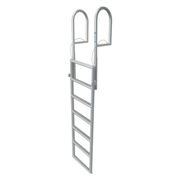 Tommy Docks 7-Step Standard Lifting Aluminum Dock Ladder with Slip-Resistant Rungs for Seawalls and Stationary Boat Dock Systems