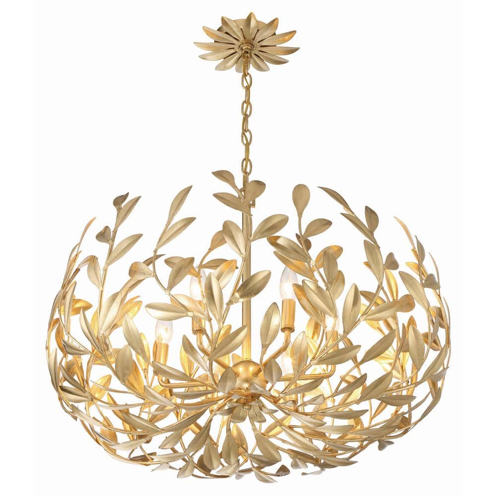Antique Gold 6-Light Chandelier with Crystal Accents