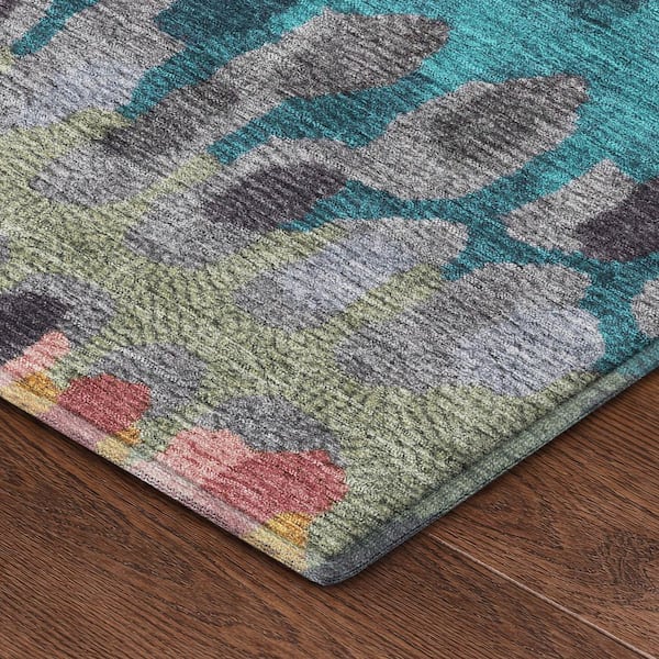 Mayfield Premium Machine Washable Abstract AMF2529 Blush 3 ft. x 5 ft. Area Rug