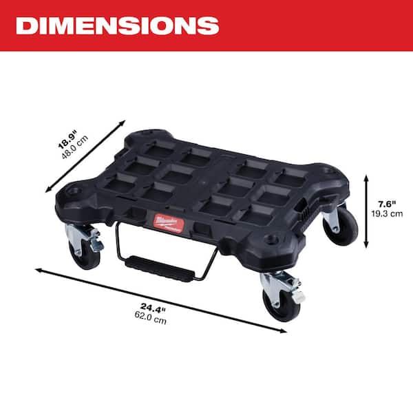Milwaukee - PACKOUT Dolly 24 in. x 18 in. Black Multi-Purpose Utility Tool Cart