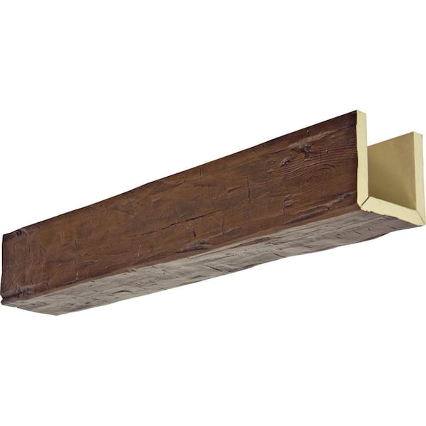 Ekena Millwork 6 in. x 10 in. x 16 ft. 3-Sided (U-Beam) Hand Hewn Premium Hickory Faux Wood Ceiling Beam