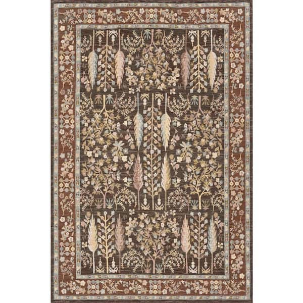 Delyra Traditional Brown 8 ft. x 10 ft. Outdoor Area Rug