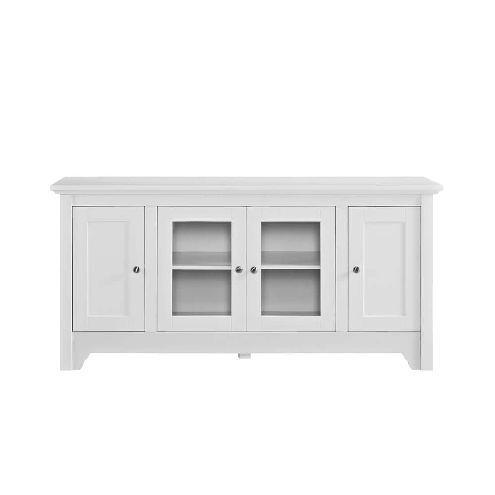 White 52" Wood TV Media Stand with Cabinets