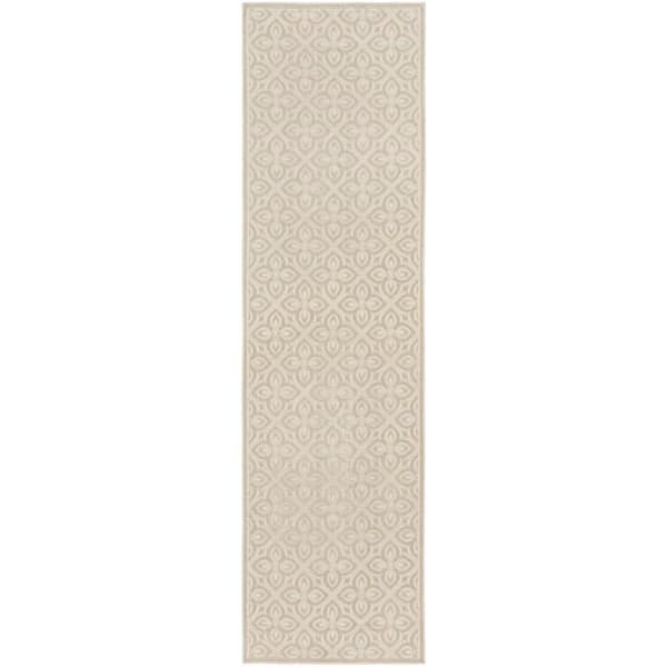 Washable Charm Silver Ivory 2 ft. x 10 ft. All-over design Contemporary Runner Area Rug