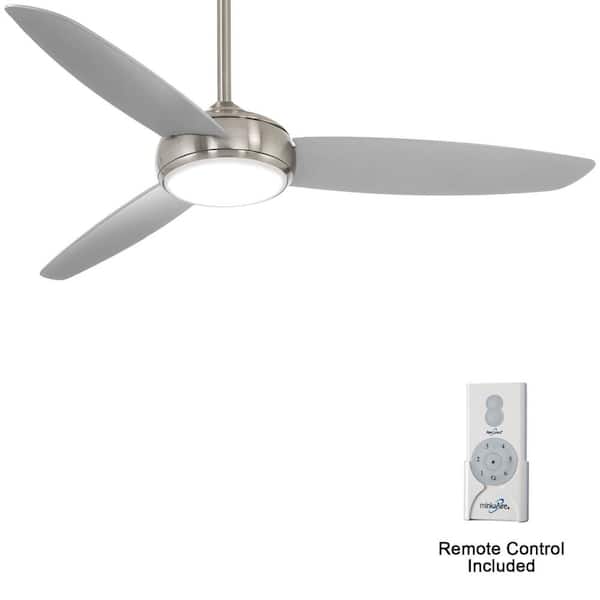 MINKA-AIRE Concept IV 54 in. Integrated LED Indoor/Outdoor Brushed Nickel Wet Smart Ceiling Fan with Light and Remote Control