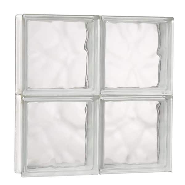 TAFCO WINDOWS 15.75 in. x 15.75 in. x 3.125 in. Wave Patten Solid Glass Block Masonry Window