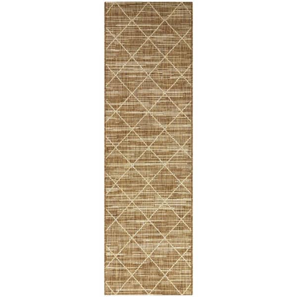 Brown 2 x 7 Trellis Doormat 2 ft. x 7 ft. Area Rug