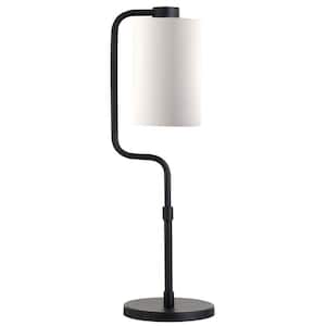 24 in. White Modern Integrated LED Bedside Table Lamp with White Fabric Shade