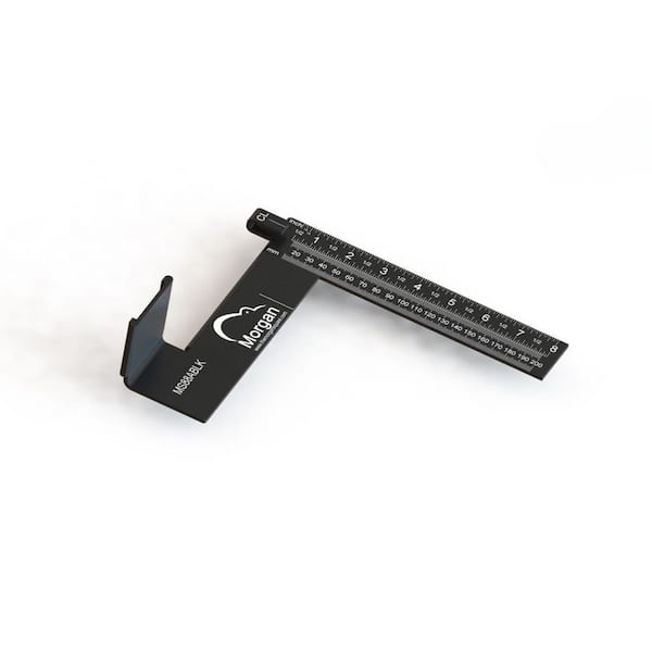 Morgan Square 8 in. Black Aluminum Carpenter's Square with Wide Tape Measure Mount & Centerline Marking, 1-Pack