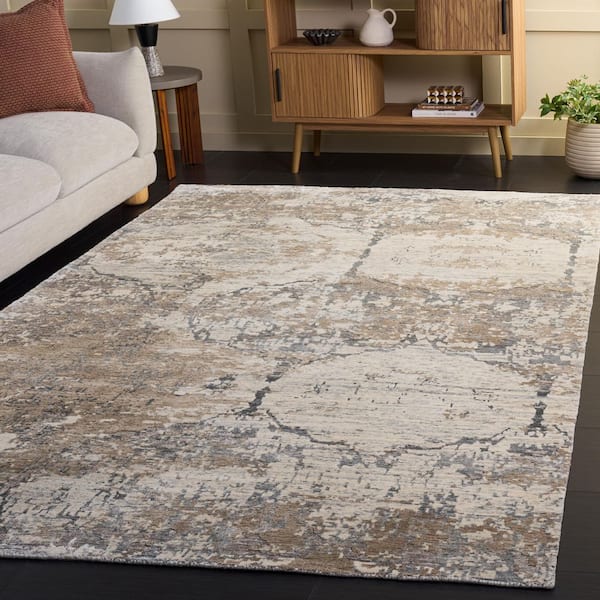 Tiffany 6 ft. x 9 ft. Gray/Beige Modern Trellis Abstract Area Rug
