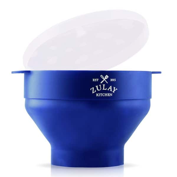 Zulay Kitchen 120 fl oz. Collapsible Microwave Silicone Popcorn Maker Bowl - Iconic Blue