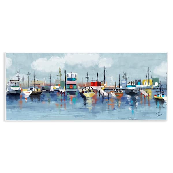 Varied Boats Docked Port Marina by Tina Finn Unframed Graphic Art Print Coastal 7 in. x 17 in.