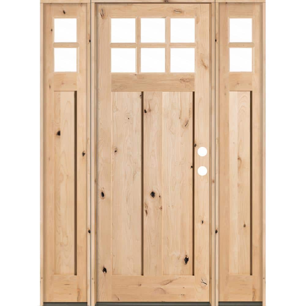 Krosswood Doors 44 in. x 96 in. Mediterranean Alder Sq Clear Low-E  Unfinished Wood Right-Hand Prehung Front Door with Left Half Sidelite  PHED.KA.300V.26.80.134.RH-M1-1.1LSL - The Home Depot