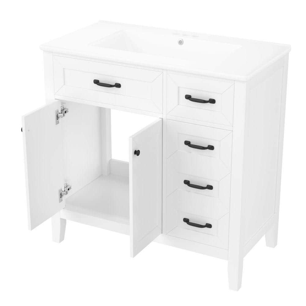 36 in. W x 18.1 in. D x 35 in. H Bathroom White Linen Cabinet