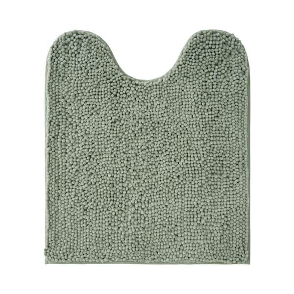 Plush Shag Chenille Sage Green 20 in. x 24 in. Bath Rug