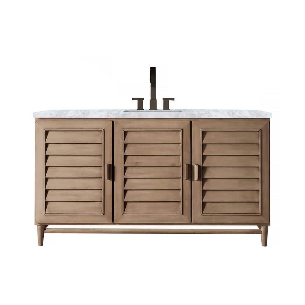 Portland 60 in. W x 23.5 in.D x 34.3 in.H Single Bath Vanity in Whitewashed