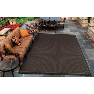 Recife Saddle Stitch Black-Cocoa 2 ft. x 12 ft. Indoor/Outdoor Runner Rug