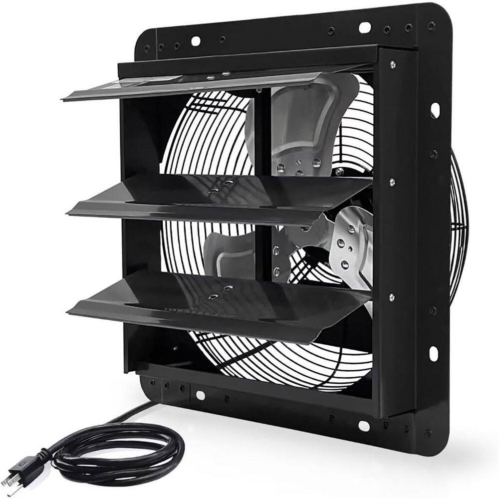 14 in. Shutter Exhaust Fan Wall Mounted Aluminum Blades with Power Cord Kit 1950 CFM for Garage Greenhouse Attic Black price history on PriceWatchPro