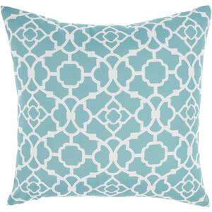 Waverly Turquoise 20 in. x 20 in. Indoor/Outdoor Throw Pillow