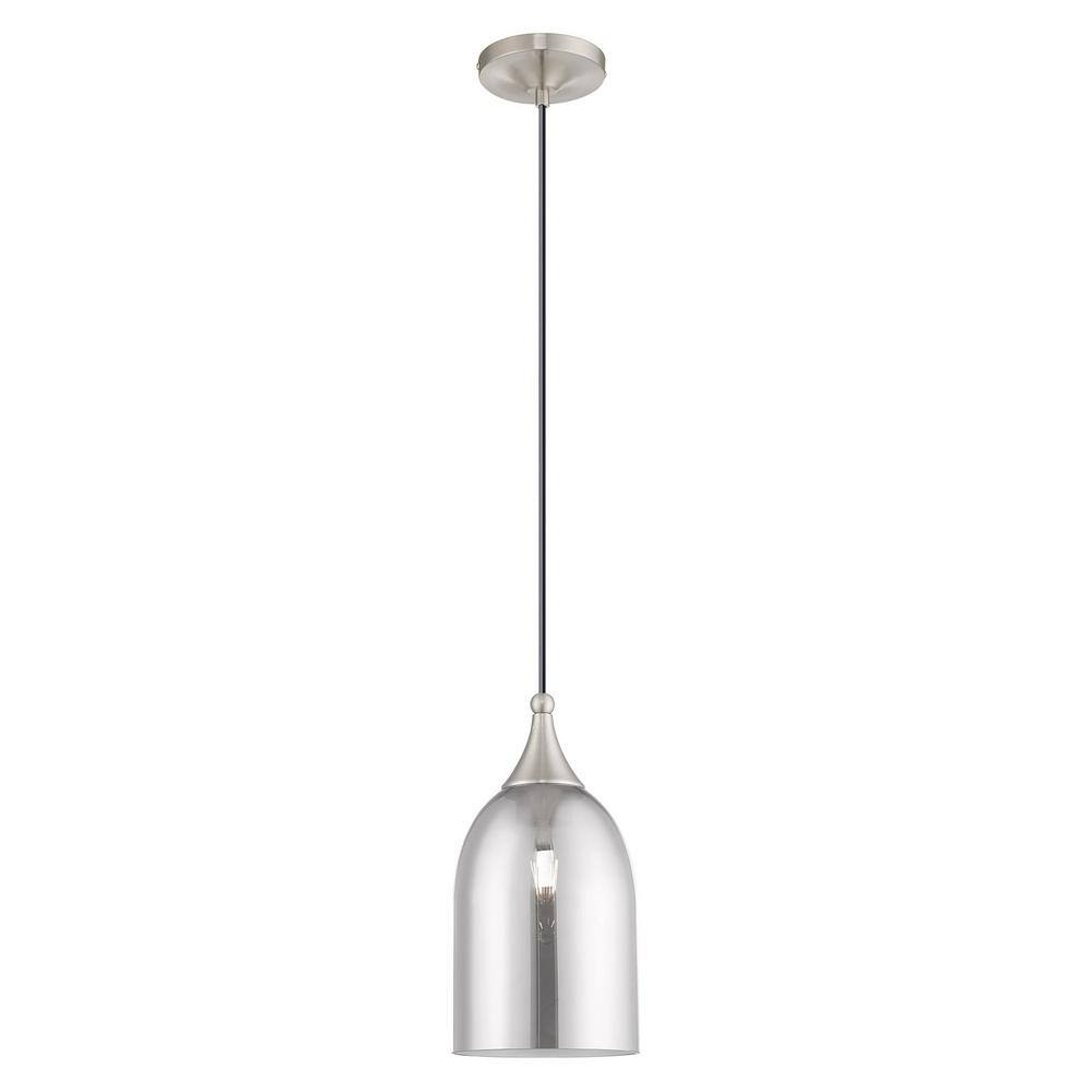 Brushed Nickel Mini Pendant with Smoke Glass Shade