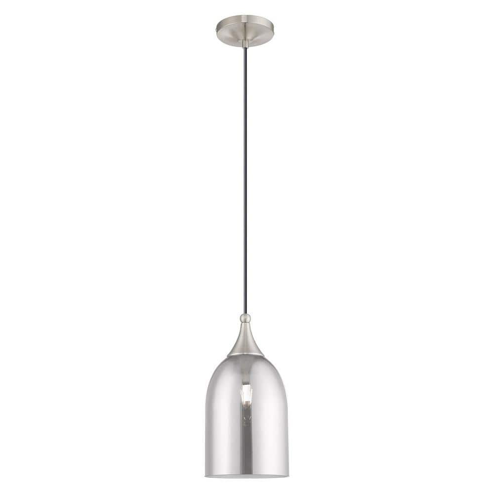 Brushed Nickel Mini Pendant with Smoke Glass Shade