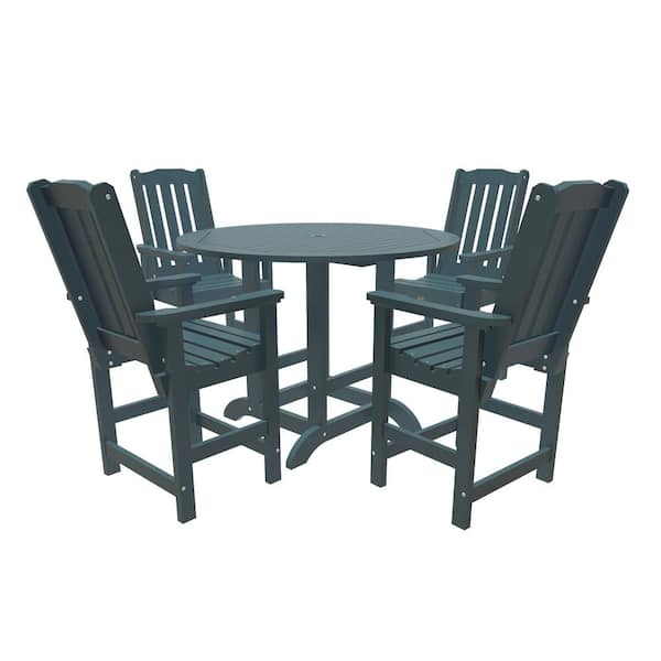 Unbranded Glennville 5-Pieces Round Recycled Plastic Outdoor Counter Dining Set