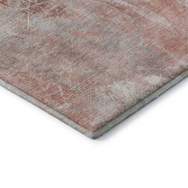 Mayfield Premium Machine Washable Abstract AMF1850 Salmon 9 ft. x 12 ft. Area Rug