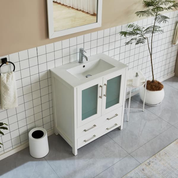 Vanity Art Brescia 42 in. W x 18 in. D x 36 in. H Bathroom Vanity in Grey  with Single Basin Vanity Top in White Ceramic and Mirror VA3030-42G - The  Home Depot