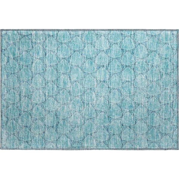 Addison Rugs Mayfield Premium Machine Washable Abstract AMF960 Teal 2 ft. x 3 ft. Area Rug