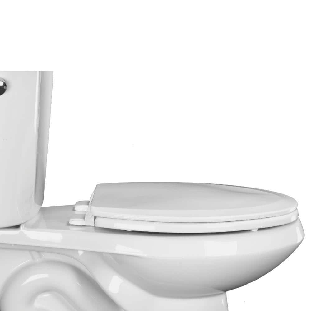 White Elongated Molded Wood Toilet Seat with Plastic Hinges