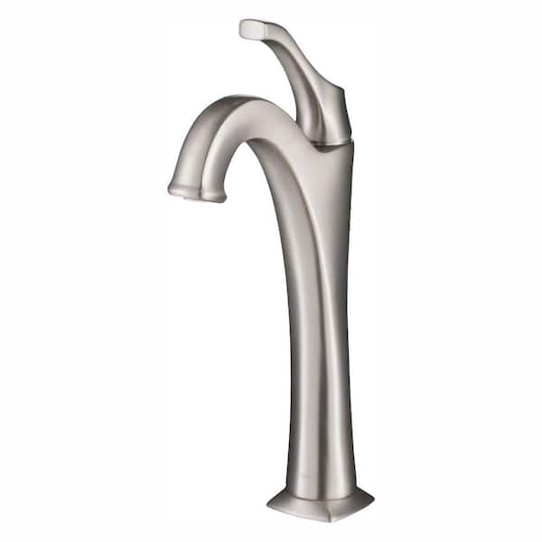 KRAUS Arlo Single Handle Vessel Sink Faucet with Pop Up Drain in Brushed Nickel