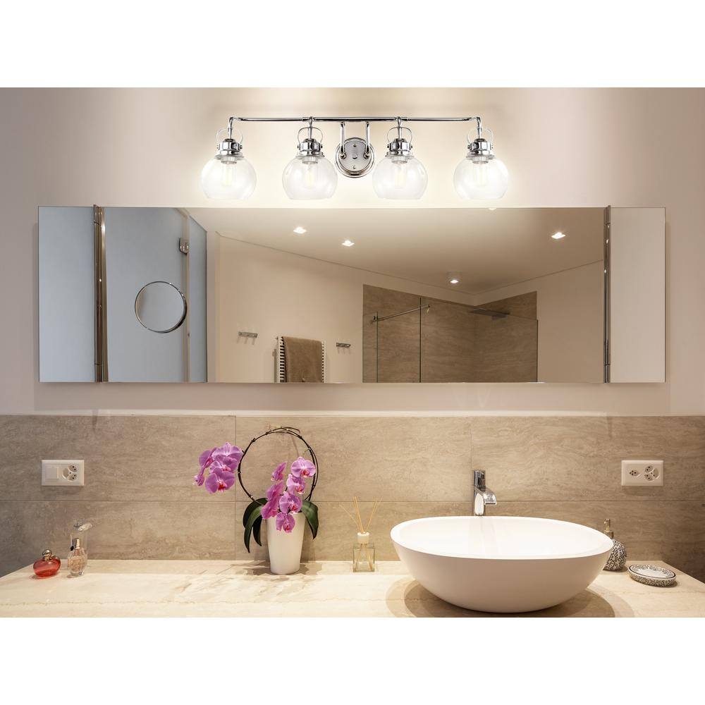 Shirley Modern 34" Chrome Polished Clear Glass Vanity Light