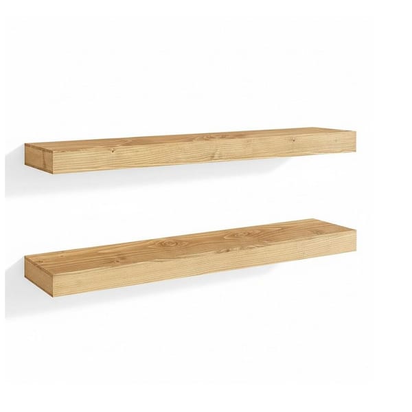 36 in. W x 6.8 in. D Oak Wood Floating Shelves for Wall(Set of 2) Decorative Wall Shelf