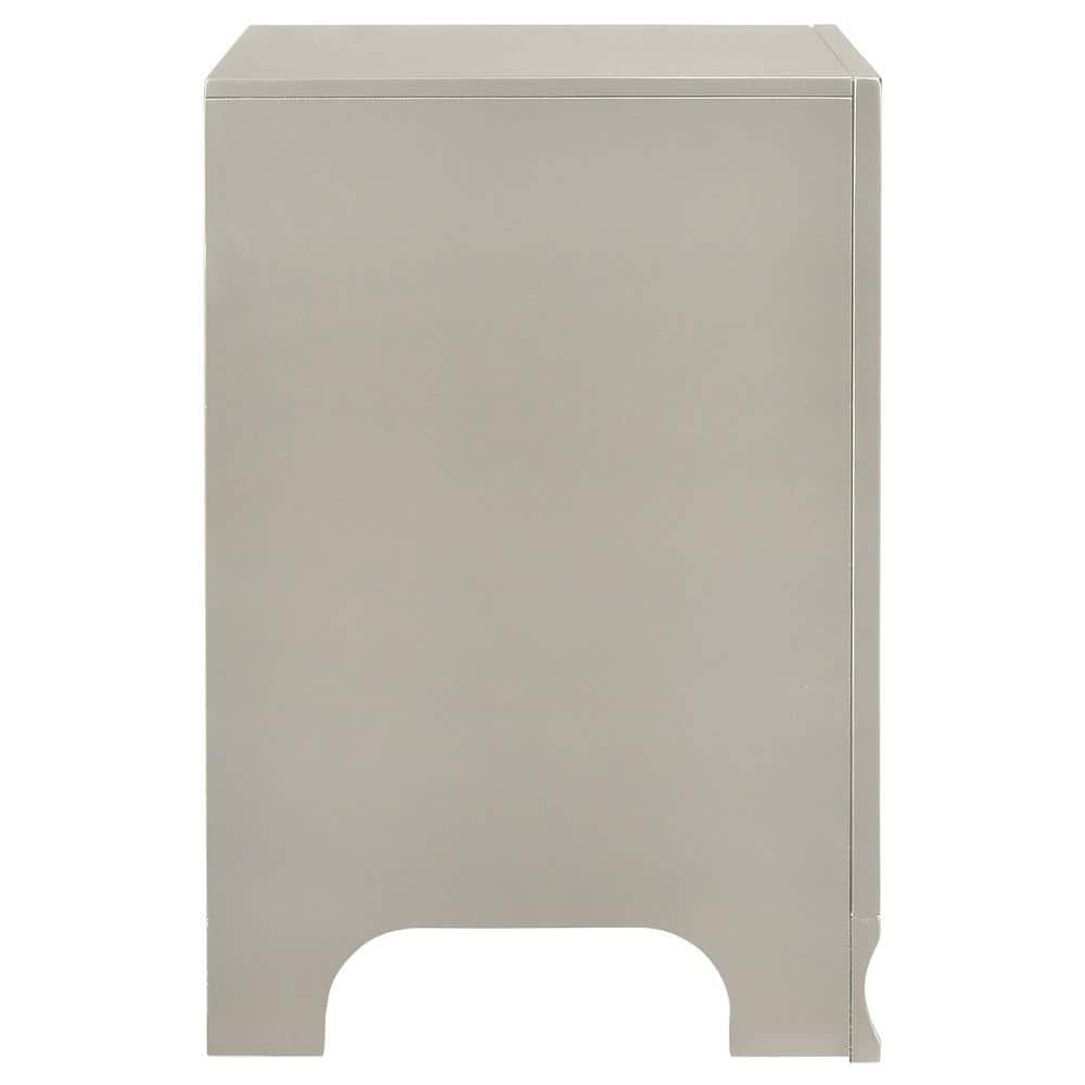 Metallic Sterling 2-Drawer Nightstand with Ring Handles