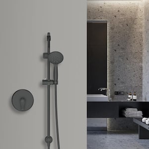 6-Spray Patterns with 1.8 GPM 4 in. Tub Wall Mount Single Handheld Shower Heads in Black (Valve Included)