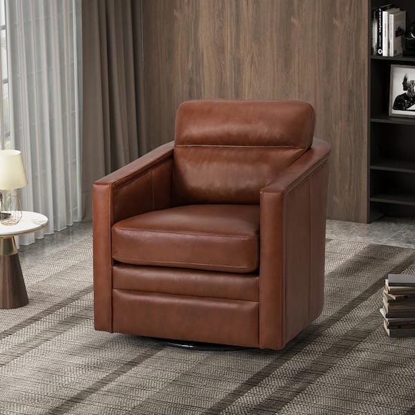 ARTFUL LIVING DESIGN Elvira Brown Leather Arm Chair (Set of 1)