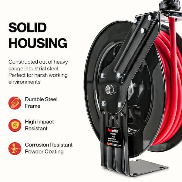 3/8 in. x 50 ft. Commercial Steel Air Hose Reel SBR Rubber Hose