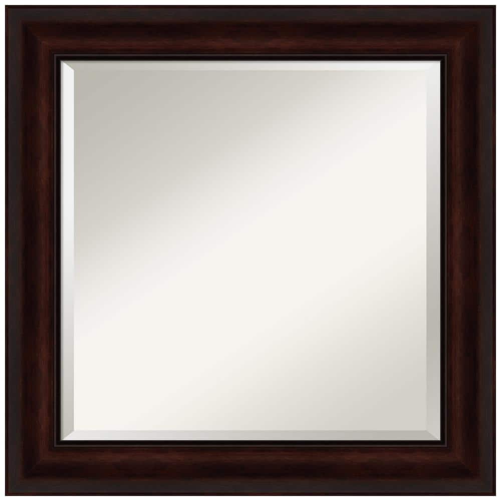 25'' Dark Brown Wood Rectangular Vanity Mirror