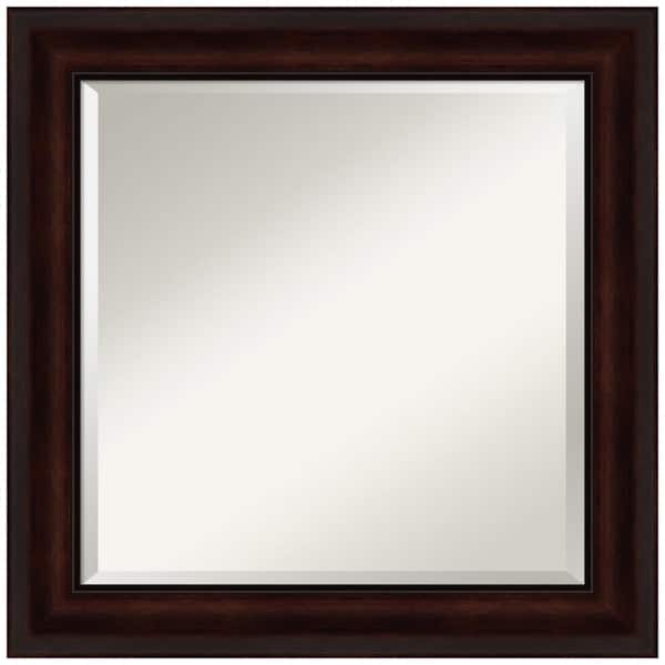 Amanti Art Medium Square Coffee Bean Brown Beveled Glass Casual Mirror (25.25 in. H x 25.25 in. W)