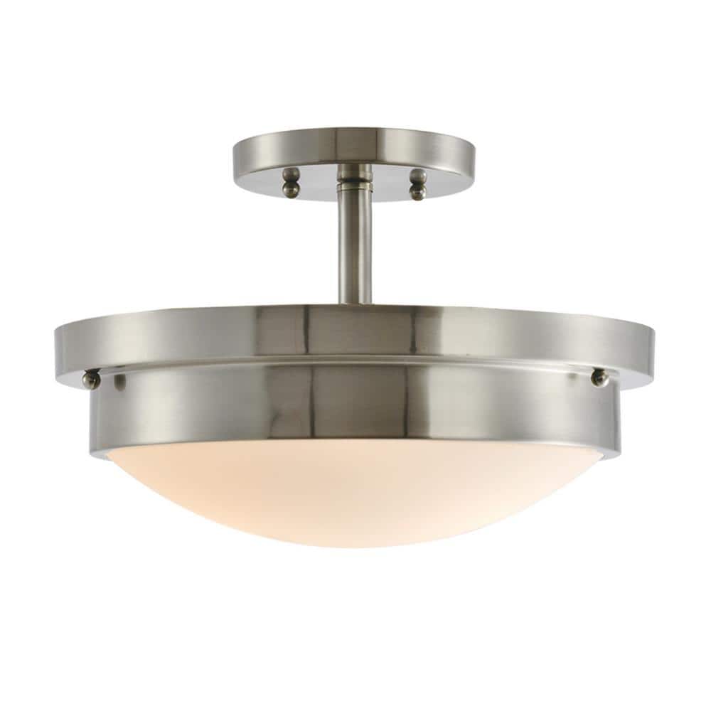 Harris 13 in. 2-Light Satin Nickel Ceiling Light Flush Mount/Semi-Flush Mount price history on PriceWatchPro