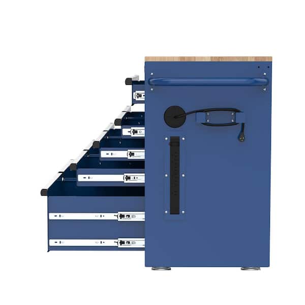 blueページ Husky Tool Storage 46 in. W x 18 in. D 9-Drawer Gloss Blue Mobile