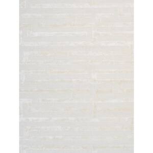 Edgy Ivory 5 ft. x 8 ft. Bamboo Silk and Wool Geometric Area Rug